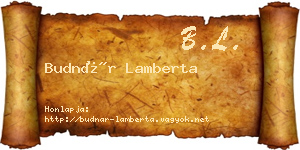 Budnár Lamberta névjegykártya